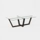Table basse moderne Dinter L105cm Bois massif Anthracite et Verre Transparent