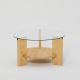 Table basse ronde Wilds D75cm Bois massif Chêne clair et Verre Transparent