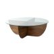 Table basse design Sunac D90cm Verre Transparent et Pin massif foncé