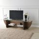 Meuble TV Sunac L158cm Verre Transparent et Bois foncé