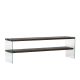 Meuble TV minimaliste Wako L140cm Verre Transparent et Bois massif Anthracite