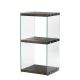 Table d'appoint Wako L40xH80cm Bois massif Anthracite et Verre Transparent