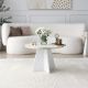 Table basse Ralia D60cm Bois Blanc et Or