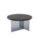Table basse ronde Saky D70cm Bois Anthracite et Verre fumée Gris foncé