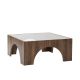 Table basse Vittina 80x80cm Bois foncé et Verre Transparent