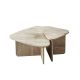 Table basse gigogne 2 pièces Velda Effet travertin beige
