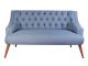 Canapé 2 places design Lawan Bois massif et Tissu Bleu clair