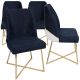 Lot de 4 chaises design Kymish Métal Or et Velours Bleu foncé