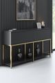 Console style contemporain Nelly L150cm Bois Anthracite et Métal Or
