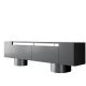 Meuble Tv design 2 portes basculantes Merna L180cm Bois Anthracite et Métal Argent