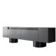 Meuble Tv design 2 portes basculantes Merna L180cm Bois Anthracite et Métal Noir