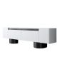 Meuble Tv design 2 portes basculantes Merna L180cm Bois Blanc et Métal Noir