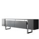 Meuble Tv design 2 portes basculantes Merany L180cm Bois Anthracite et Métal Argent