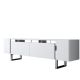 Meuble Tv design 2 portes basculantes Merany L180cm Bois Blanc et Métal Argent