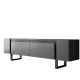 Meuble Tv design 2 portes basculantes Merany L180cm Bois Anthracite et Métal Noir