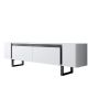 Meuble Tv design 2 portes basculantes Merany L180cm Bois Blanc et Métal Noir