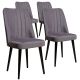 Lot de 4 chaises Narli Velours Gris et Métal Noir
