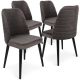 Lot de 4 chaises Vatri Velours Anthracite et Métal Noir
