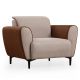 Fauteuil Style Néo-rétro Softy Tissu bouclette Beige et Effet simili en Velours Brun