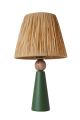 Lampe à poser style contemporain Ekimo D24cm Abat jour Raphia Brun avec base Céramique Effet bois et Vert