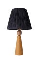 Lampe à poser style contemporain Ekimo D24cm Abat jour Raphia Noir avec base Céramique Effet bois et Jaune