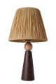 Lampe à poser style contemporain Ekimo D24cm Abat jour Raphia Brun avec base Céramique Effet bois et Marron