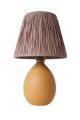 Lampe à poser moderne Evalia D24cm Raphia Marron et Céramique Orange