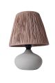 Lampe à poser moderne Evaly D24cm Raphia Marron et Céramique Grège