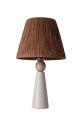 Lampe à poser style contemporain Ekimo D24cm Abat jour Raphia Marron avec base Céramique Effet bois et Gris