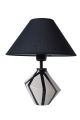 Lampe à poser moderne Cazina D30cm Tissu Noir et Céramique Beige et Noir