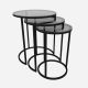 Lot de 3 tables gigognes Alya Bois et Métal Noir
