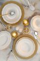 Service de table 58 pièces Lakine 100% Porcelaine Blanc et liseré Or