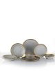 Service de table design Jolian 16 pièces 100% Porcelaine Gris avec lisère Or