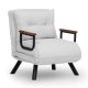 Fauteuil convertible Yolanda Métal Noir et Tissu bouclette Blanc crème