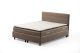 Lit double à sommier relevable Syla Velours Taupe avec matelas 140x200cm Tissu éponge bambou à ressort et surmatelas mousse intégré