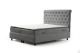 Lit double Gauto Velours Gris avec matelas 160x200cm Waterproof à ressort ensachés et surmatelas mousse intégré