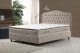 Lit double Gectuna Velours Beige avec matelas 140x200cm waterproof à ressorts et surmatelas mousse intégré