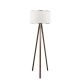 Lampadaire Tympanum trépied Bois Marron et Tissu Blanc