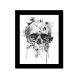 Tableau décoratif à cadre Noir Zamod 23,5x28,5cm Crâne Noir et Blanc