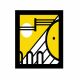 Tableau décoratif à cadre Noir Zamod 23,5x28,5cm Motif Abstrait Jaune, Noir et Blanc