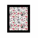 Tableau décoratif à cadre Noir Zamod 23,5x28,5cm Motif Chats et Coeurs Rouge
