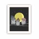 Tableau décoratif à cadre Blanc Doncu 23,5x28,5cm 3 hiboux la nuit