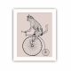 Tableau décoratif à cadre Blanc Doncu 23,5x28,5cm Chat sur vélo antique Rose