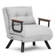 Fauteuil convertible Yolanda Métal Noir et Tissu bouclette Gris