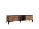 Meuble Tv 2 portes basculantes Koula L180cm Bois et Noir