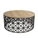 Table basse ronde Ellipticum D90cm support grille ajouré Bois Chêne clair et Métal Noir