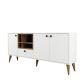 Buffet moderne 4 portes Sened L180cm Blanc et Bois foncé
