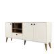 Buffet moderne 4 portes Sened L180cm Crème et Bois foncé