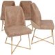 Lot de 4 chaises design Kymish Métal Or et Velours Marron clair