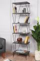 Bibliothèque style industriel Akudi L48cm Métal Noir et Bois Anthracite
